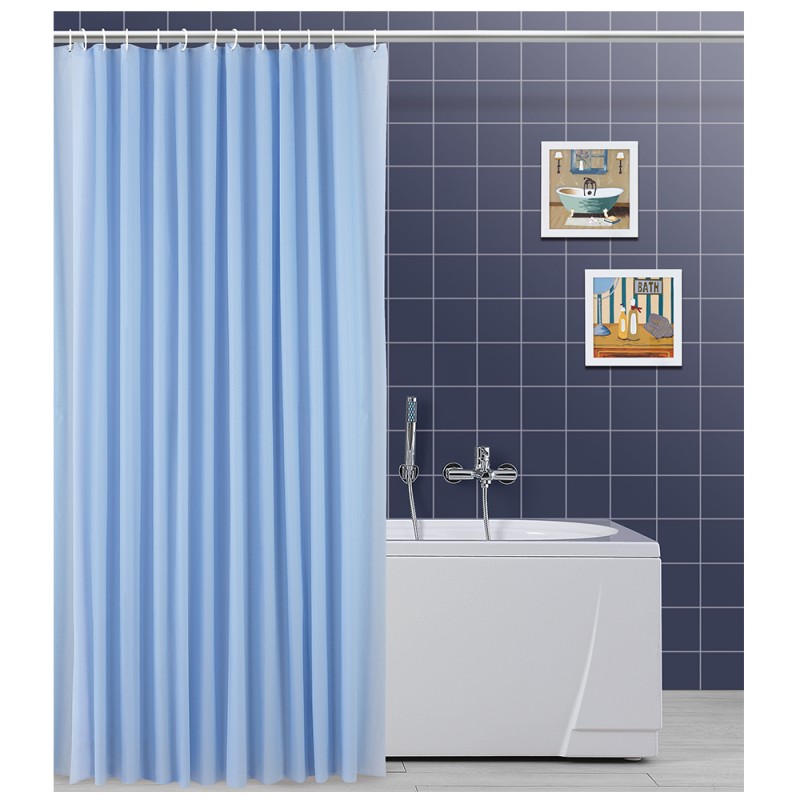 Tenda Doccia Tinta Unita Azzurro In Vinile 180 X 200h Cm Con Ganci Tenda Doccia Tinta Unita Azzurro In Vinile 180 X 200h Cm Con Ganci