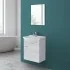 Mobiletto bagno sospeso 56x45 cm 1 anta grigio con lavandino e specchio inclusi