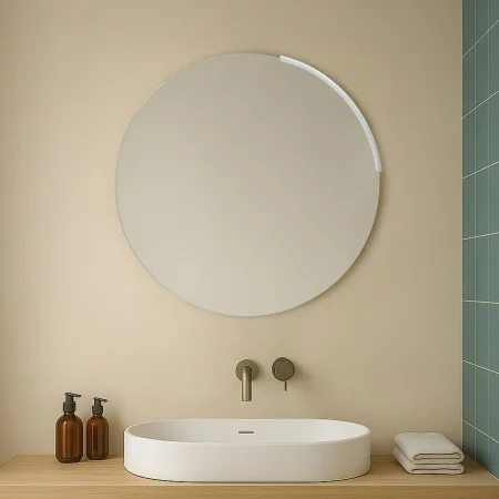 Specchio Rotondo Con Cornice Nera A LED, Specchio Rotondo Da Bagno A LED Dimmerabile, Interruttore Con Sensore Tattile + Antiappannamento + Tempo/Temperatura, Specchio Per Il Trucco Con Luci