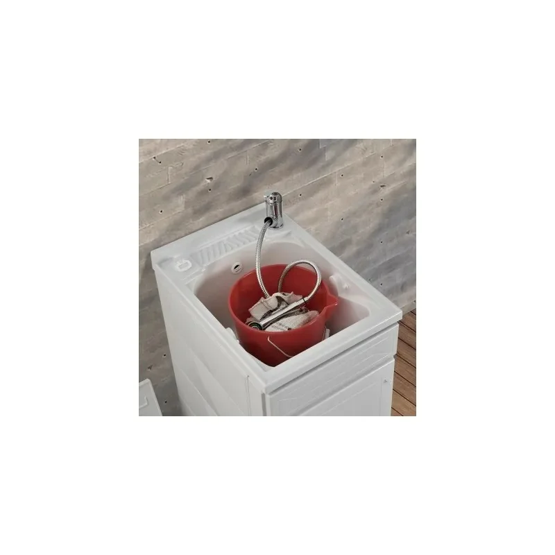 Lavatoio In Resina Per Lavanderia - 60x45 Cm, Bianco, Per Installazione Su Mobile O Piano - Foto 3