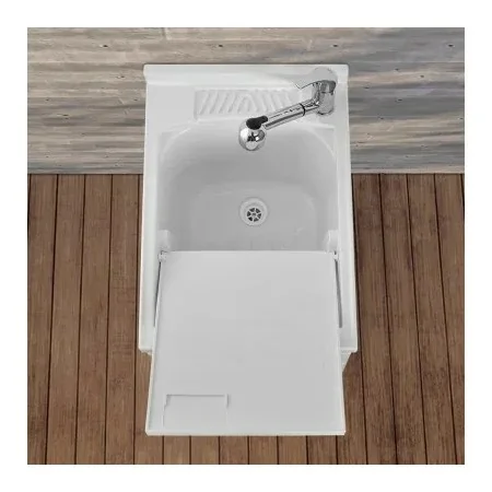 Lavatoio In Resina Per Lavanderia - 60x45 Cm, Bianco, Per Installazione Su Mobile O Piano - Foto 7