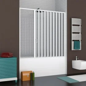 Box sopravasca a soffietto un lato 170 cm in PVC bianco riducibile e reversibile Lux