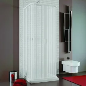 Box doccia 80x80x80 cm a soffietto in PVC bianco tre lati con chiusura centrale Lux
