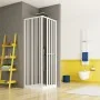 Box doccia angolare 70x70 a soffietto in PVC con apertura centrale Carmen