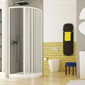 Box doccia 70x70 circolare a soffietto in PVC bianco apertura laterale e chiusura calamitata Lux