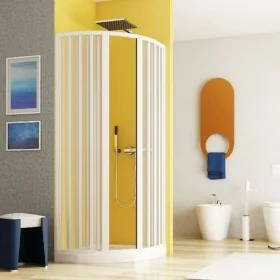 Box doccia 80x80 circolare a soffietto in PVC bianco apertura centrale e chiusura calamitata Lux