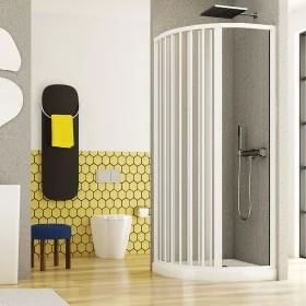 Box doccia 70x90 semicircolare a soffietto in PVC bianco apertura sul laterale destro e chiusura calamitata Teti Box doccia 70x90 semicircolare a soffietto in PVC bianco apertura sul laterale destro e chiusura calamitata Lux
