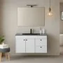 Mobile bagno sospeso 100cm in MDF bianco opaco con specchio e lavabo Craft