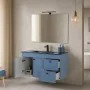 Render 2 Mobile bagno sospeso 100cm in MDF azzurro opaco con specchio e lavabo Craft