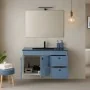Vano contenitore Mobile bagno sospeso 100cm in MDF azzurro opaco con specchio e lavabo Craft