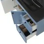 Cassetti 2 Mobile bagno sospeso 100cm in MDF azzurro opaco con specchio e lavabo Craft