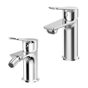 Set miscelatori lavabo e bidet con piletta in ottone cromato lucido Aurora