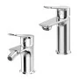 Set miscelatori lavabo e bidet con piletta in ottone cromato lucido Aurora