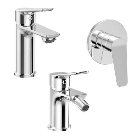Set miscelatori lavabo bidet e doccia in ottone cromato lucido Aurora