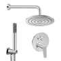 Set doccia completo con miscelatore a due vie, braccio 35 cm, soffione 20cm e doccino finitura cromo lucido Aurora