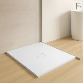 Piatto doccia 80x80cm resina bianco antiscivolo griglia in acciaio inox Harmony
