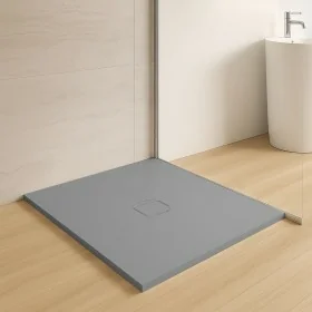 Piatto doccia 80x80cm in resina cemento antiscivolo griglia in acciaio inox Harmony