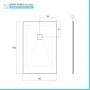 scheda tecnica Piatto doccia 90x140cm in resina bianco antiscivolo con griglia in acciaio inox Harmony