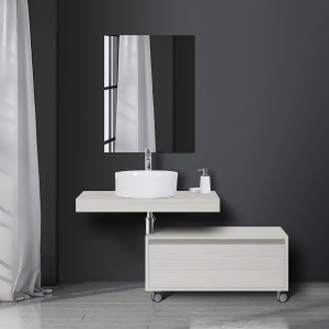 Mensola Bagno Lavabo con Ciotola 90 cm Effetto Legno Pino Bianco