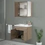 Mobile bagno sospeso 65cm rovere scuro con specchio contenitore Mona 3
