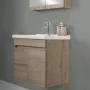 Mobile bagno sospeso 65cm rovere scuro con specchio contenitore Mona 4