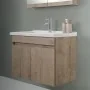 Mobile bagno sospeso 80 cm rovere scuro con specchio contenitore  Mona 4