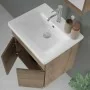 Mobile bagno sospeso 55 cm rovere scuro con specchio contenitore Mona 2