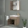 Mobile bagno sospeso 55 cm rovere scuro con specchio contenitore Mona 3