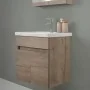 Mobile bagno sospeso 55 cm rovere scuro con specchio contenitore Mona 4