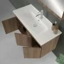 Mobile bagno sospeso 100 cm rovere scuro con specchio contenitore Mona 2