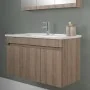 Mobile bagno sospeso 100 cm rovere scuro con specchio contenitore Mona 5