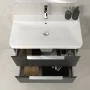 Mobile bagno sospeso 80cm antracite cannettato con cassetti specchio e lavabo Mia