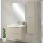 Mobile bagno sospeso 80cm beige cannettato con cassetti specchio e lavabo Mia