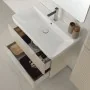 Mobile bagno sospeso 80cm beige cannettato con cassetti specchio e lavabo Mia