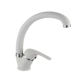 Rubinetto cucina a canna alta in ottone bianco con leva monocomando Remy