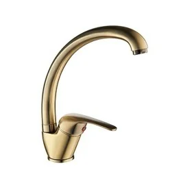 Rubinetto cucina a canna alta in ottone dorato con leva monocomando Remy