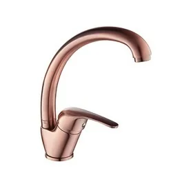 Rubinetto cucina a canna alta in ottone ramato con leva monocomando Remy