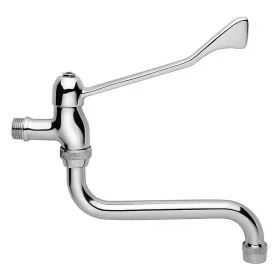 Rubinetto a muro con canna girevole in ottone cromato con leva clinica linea Cigno