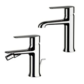 Set miscelatori lavabo e bidet in ottone cromato monocomando linea Armonia