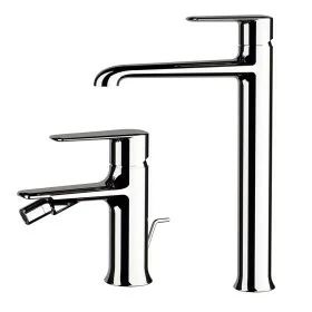Set miscelatori lavabo alto e bidet in ottone cromato monocomando linea Armonia