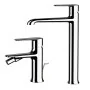 Set miscelatori lavabo alto e bidet in ottone cromato monocomando linea Armonia