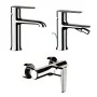 Set miscelatori vasca esterno  lavabo e bidet in ottone cromato linea Armonia