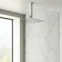 Render Braccio doccia verticale in ottone cromato 20cm design quadrato