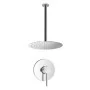 Set doccia in ottone con rubinetto doccia a incasso tondo braccio verticale e soffione tondo 20 cm cromo