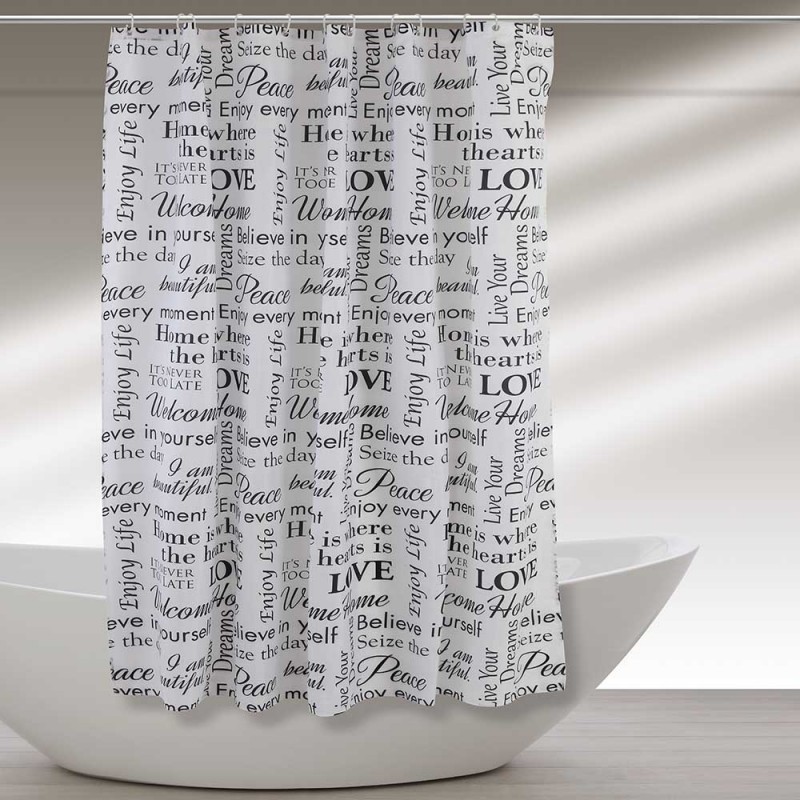 Tenda Doccia SUJAYU Con 12 Ganci Inclusi - 182x182 Cm, PEVA, Ecologica, Impermeabile, Stampa Fiore Bianco, Per Vasca E Box Doccia
