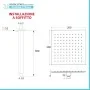 Scheda tecnica Set doccia in ottone con rubinetto doccia a incasso quadrato braccio verticale e soffione quadrato 20x20 cm cromo