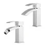 Set miscelatore lavabo e bidet monocomando in ottone cromato Mariani linea Marte