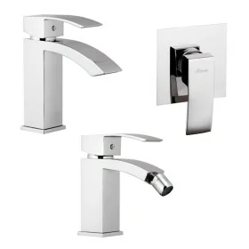 Set miscelatori con doccia a incasso lavabo e bidet monocomando in ottone cromato Mariani linea Marte