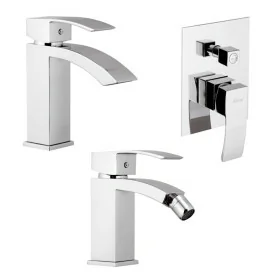 Set miscelatori con doccia a incasso con deviatore lavabo e bidet monocomando in ottone cromato Mariani linea Marte