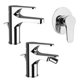 Set rubinetti lavabo bidet e doccia in ottone cromo di Rubinetterie Mariani Linea Surf